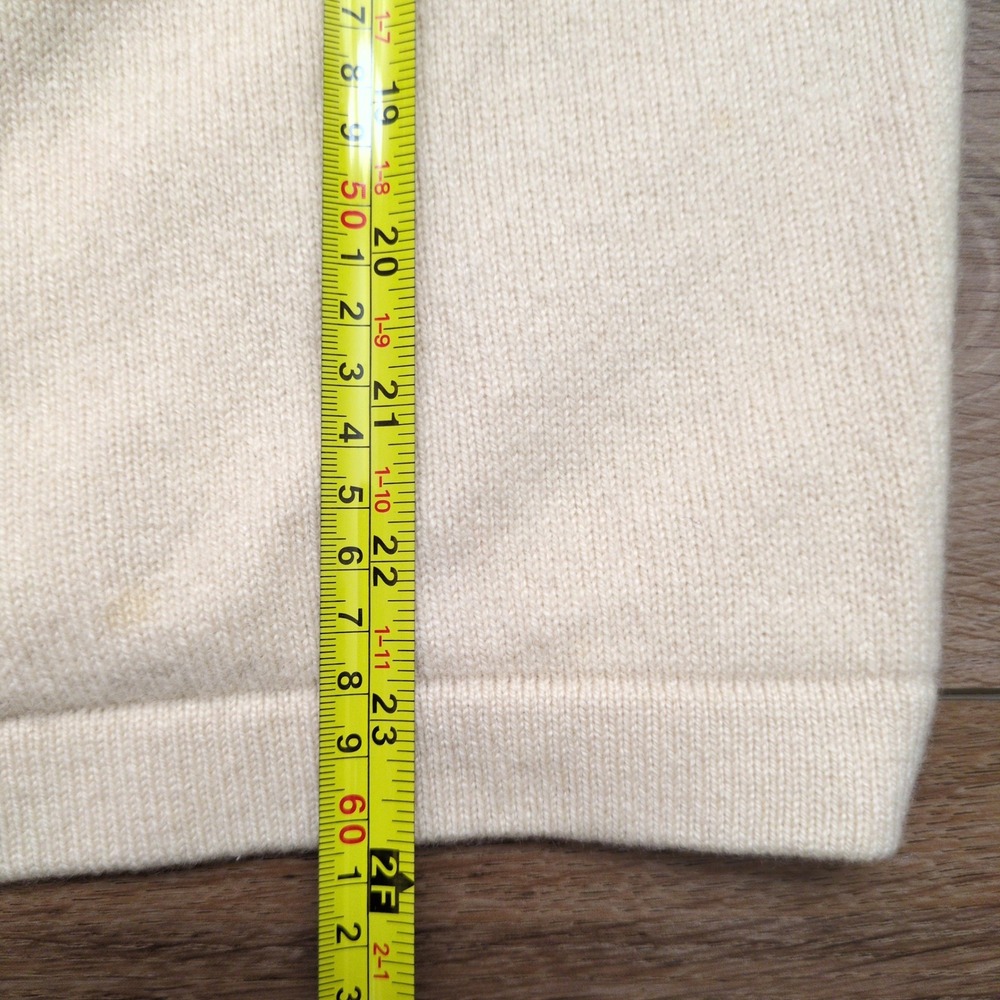 Vtg Ballantyne Cardigan Cream White 100% Cashmere Thick Scotland Open Front M - Picture 5 of 8